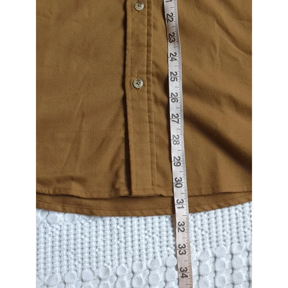 Poncho Flannel Slim Fit Magnetic Button Down Long Sleeve Shirt Brown Sz XL